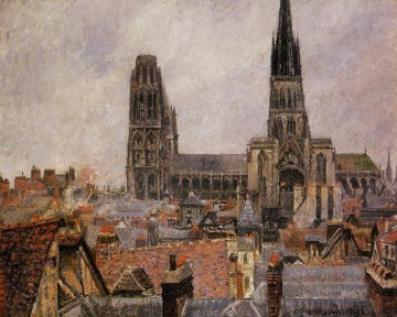 カミーユ・ピサロ Painting - 古いルーアンの屋根 灰色の天気 1896年 カミーユ・ピサロ
